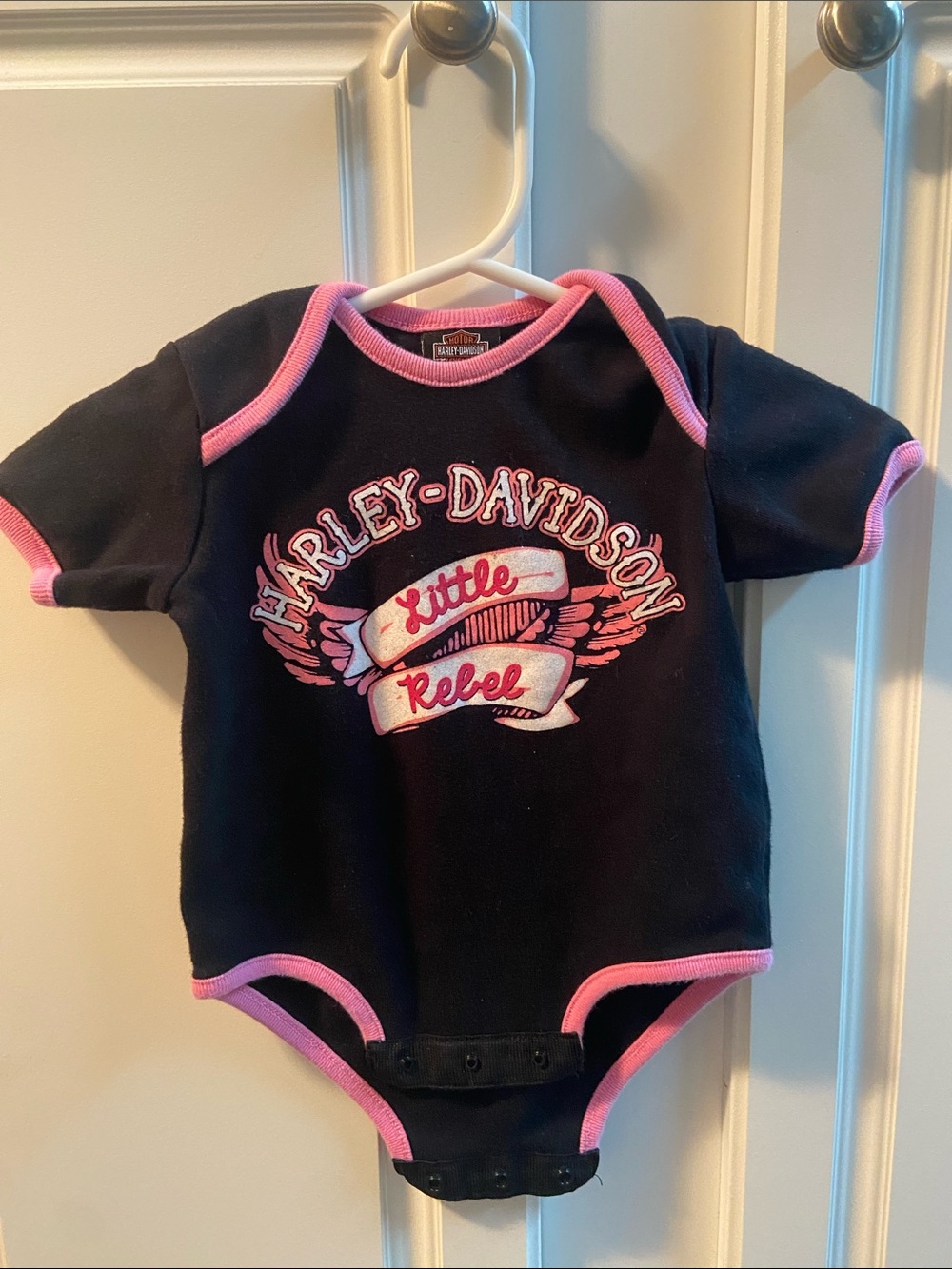 Harley-Davidson Black & Pink 'Little Rebel' Baby Bodysuit